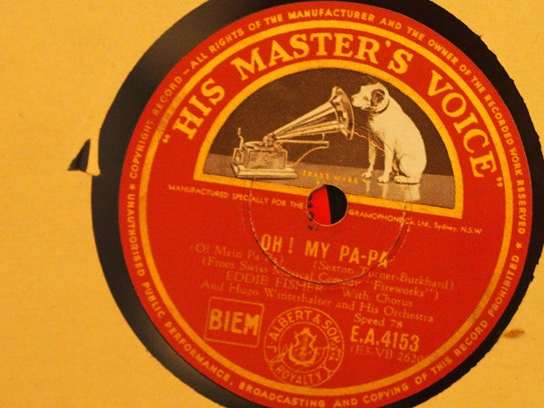 Eddie Fisher With Hugo Winterhalter Orchestra : Oh! My Pa-Pa (O Mein Papa) / I Never Missed Your Sweet "Hello" (Shellac, 10")