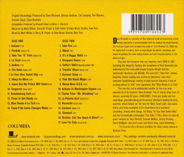 Dave Brubeck : The Essential Dave Brubeck (2xCD, Comp)
