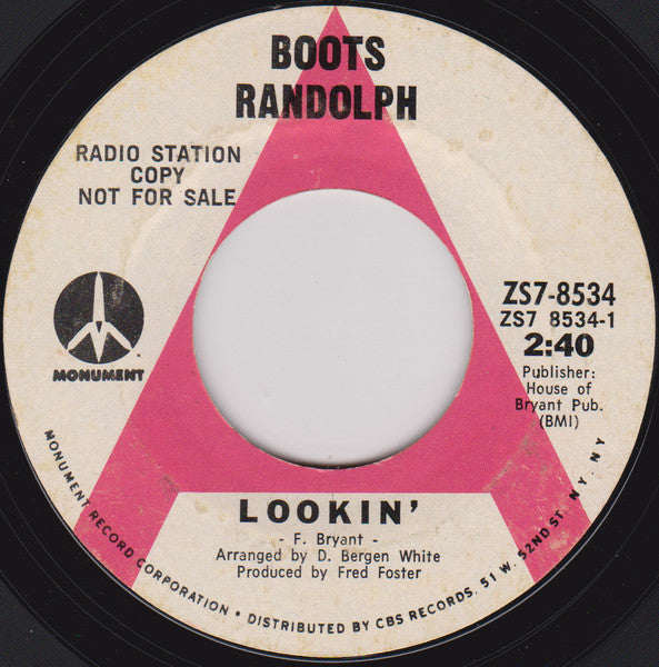 Boots Randolph : Lookin' / Alligator Annie (7", Single, Promo)