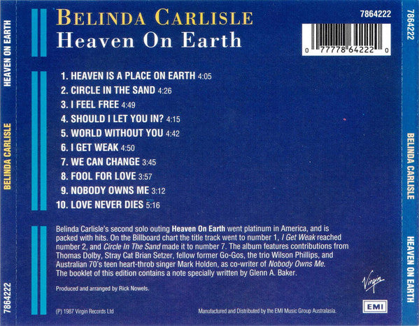 Belinda Carlisle : Heaven On Earth (CD, Album)