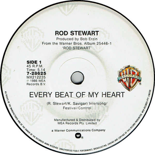 Rod Stewart : Every Beat Of My Heart (7", Single)