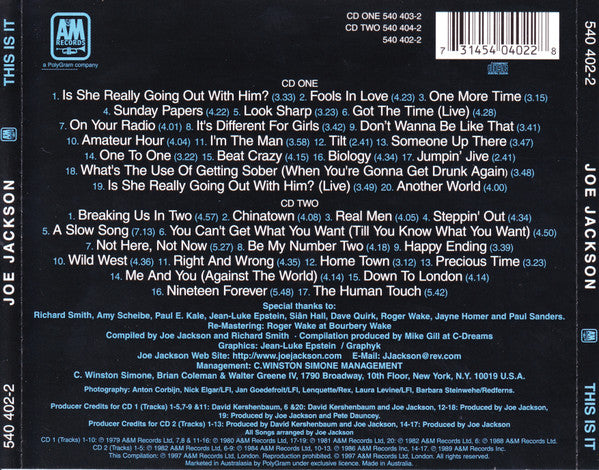 Joe Jackson : This Is It (The A&M Years 1979-1989) (2xCD, Comp, RE, RM)