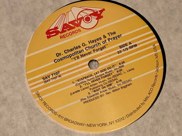 Dr. Charles G. Hayes And The Cosmopolitan Church Of Prayer Choir : I'll Never Forget (2xLP, Album)