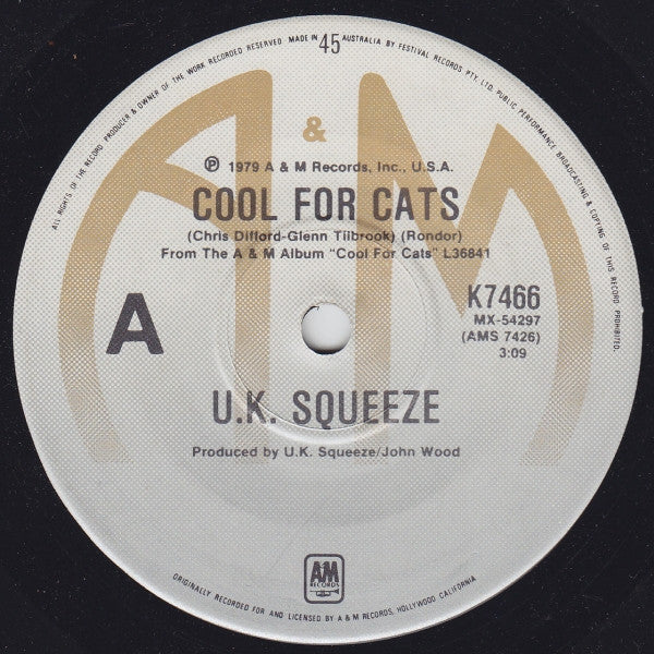 U.K. Squeeze* : Cool For Cats (7", Single)