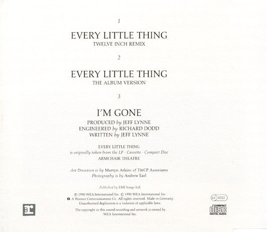 Jeff Lynne : Every Little Thing (CD, Single)