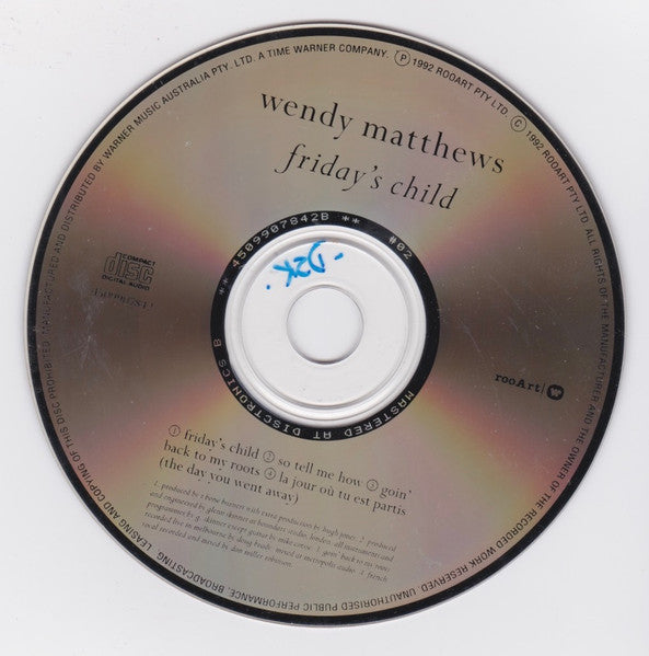 Wendy Matthews : Friday's Child (CD, Single, Ltd)