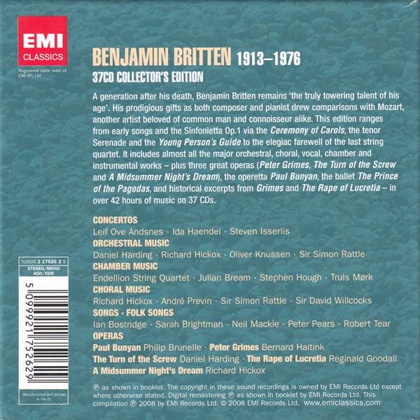 Benjamin Britten : The Collector's Edition - The Masterpieces - The Greatest Artists (37xCD, Mono, RE, RM + Box, Comp)