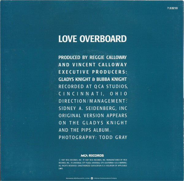Gladys Knight And The Pips : Love Overboard (7", Single)