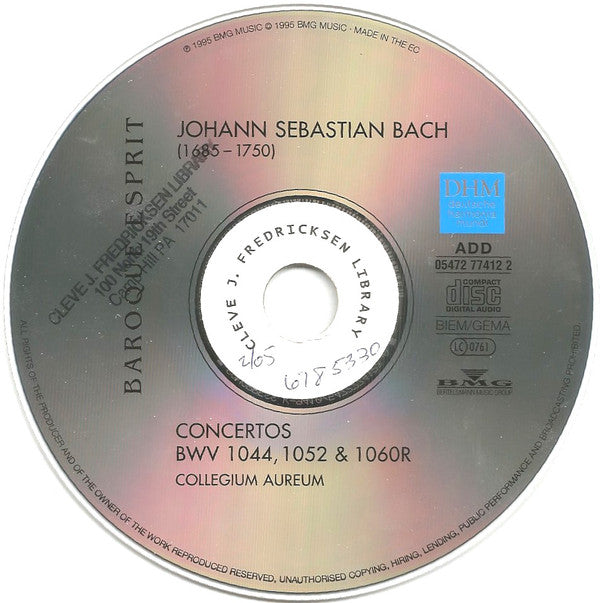 Johann Sebastian Bach, Collegium Aureum : Triple Concerto BWV 1044 / Double Concerto BWV 1060R / Harpsichord Concerto BWV 1052 (CD, Comp)