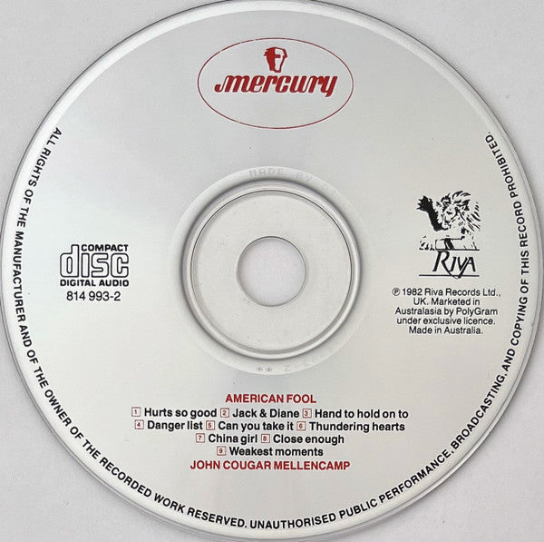 John Cougar* : American Fool (CD, Album, RE)
