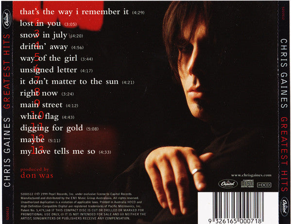 Chris Gaines : Greatest Hits / Garth Brooks In The Life Of Chris Gaines - The Pre-Soundtrack To The Movie The Lamb (HDCD, Album)