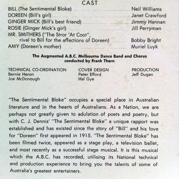 Albert Arlen, The Augmented A.B.C. Melbourne Dance Band And Chorus* Conducted By Frank Thorn* : The Sentimental Bloke (LP, Album)