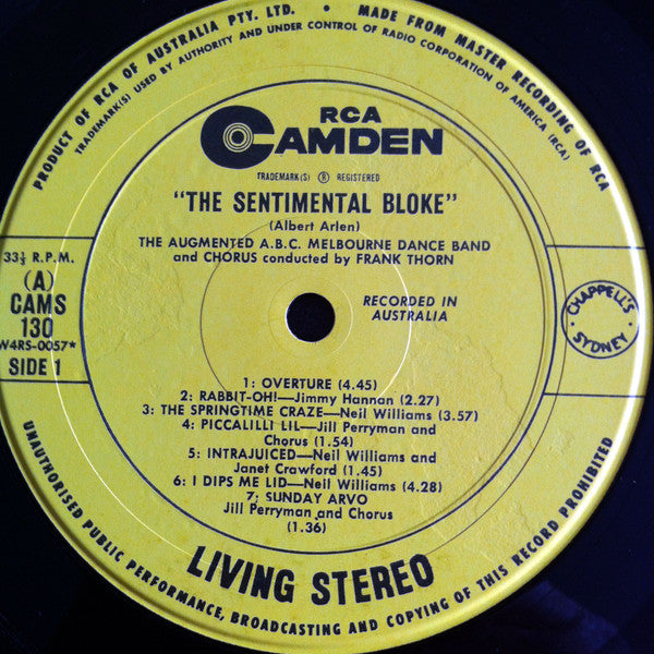 Albert Arlen, The Augmented A.B.C. Melbourne Dance Band And Chorus* Conducted By Frank Thorn* : The Sentimental Bloke (LP, Album)