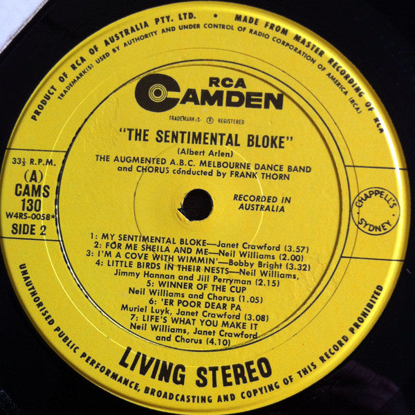 Albert Arlen, The Augmented A.B.C. Melbourne Dance Band And Chorus* Conducted By Frank Thorn* : The Sentimental Bloke (LP, Album)