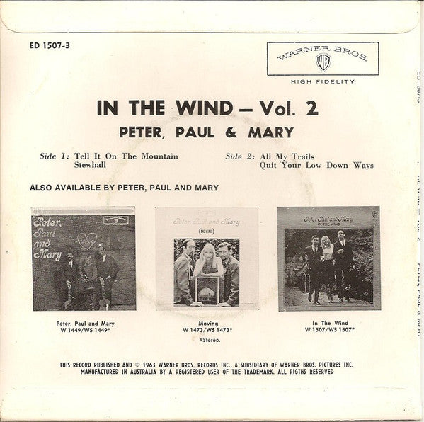 Peter Paul And Mary* : In The Wind (Vol. 2) (7", EP)