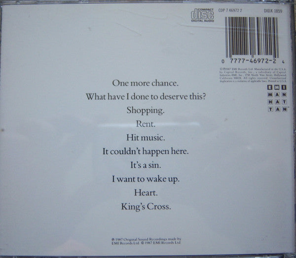 Pet Shop Boys : Actually (CD, Album, RP)
