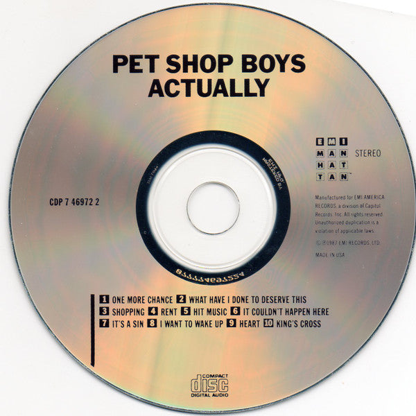 Pet Shop Boys : Actually (CD, Album, RP)