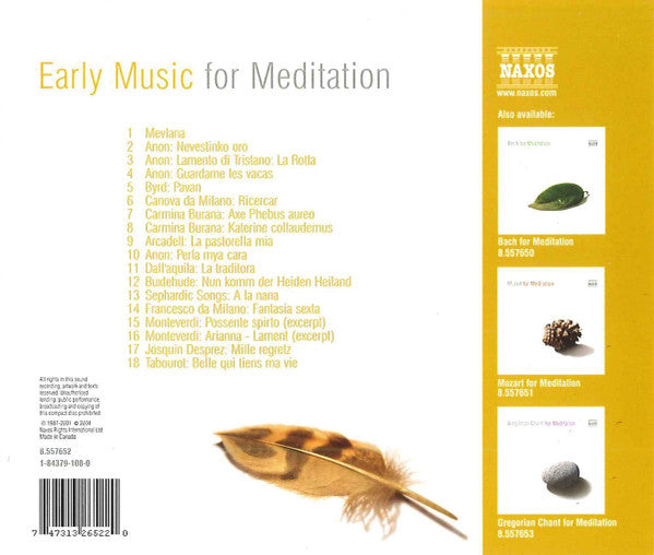 Unknown Artist : Early Music For Meditation (CD, Album)