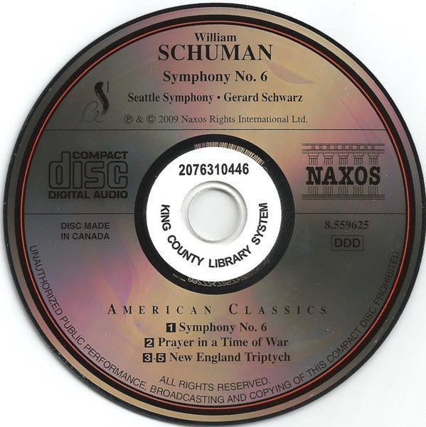 William Schuman - Seattle Symphony Orchestra, Gerard Schwarz : Symphony No. 6, Prayer In A Time Of War, New England Triptych (CD, Album)