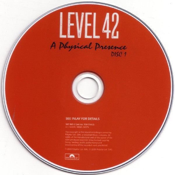 Level 42 : A Physical Presence (2xCDr, Album, RE, RM)