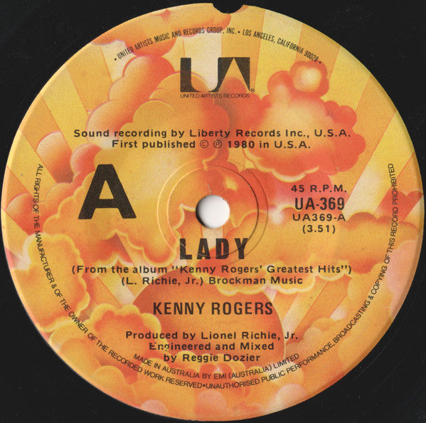 Kenny Rogers : Lady (7", Single)