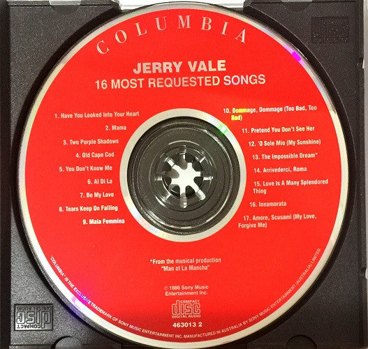 Jerry Vale : Jerry Vale: 16 Most Requested Songs (CD, Comp, RE)