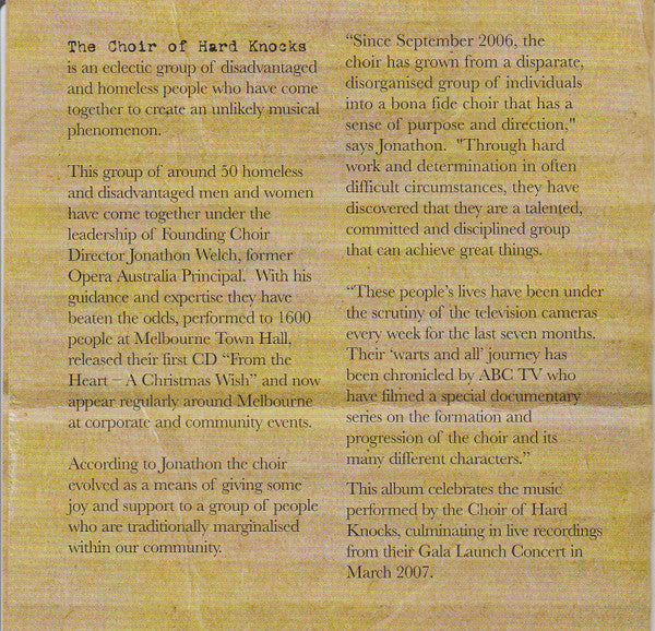 The Choir Of Hard Knocks : The Voice Of Reclink (CD, Comp)