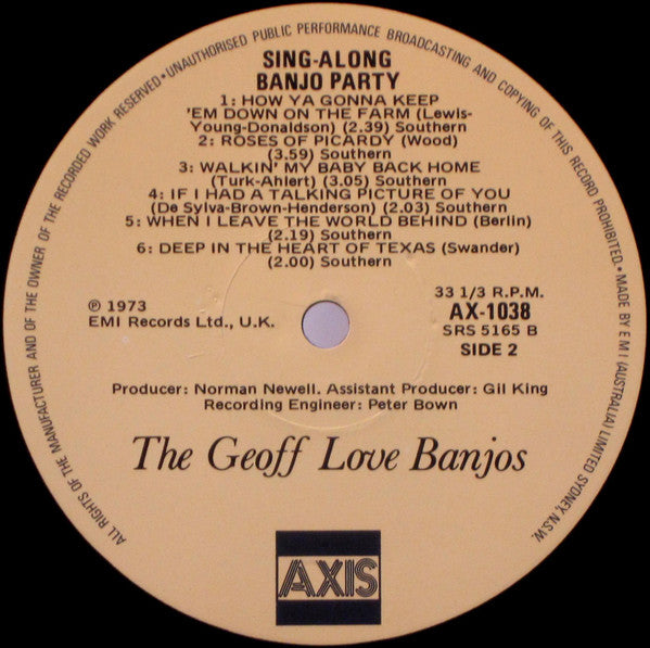 The Geoff Love Banjos : Sing-Along Banjo Party (LP, Album)