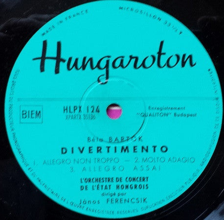 Béla Bartók - János Ferencsik, Hungarian State Orchestra : Quatre Piéces Pour Orchestre Op.12 / Divertimento (LP)