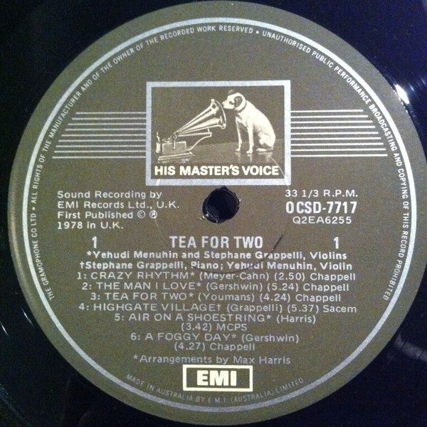 Stéphane Grappelli & Yehudi Menuhin : Tea For Two (LP, Album, Quad)