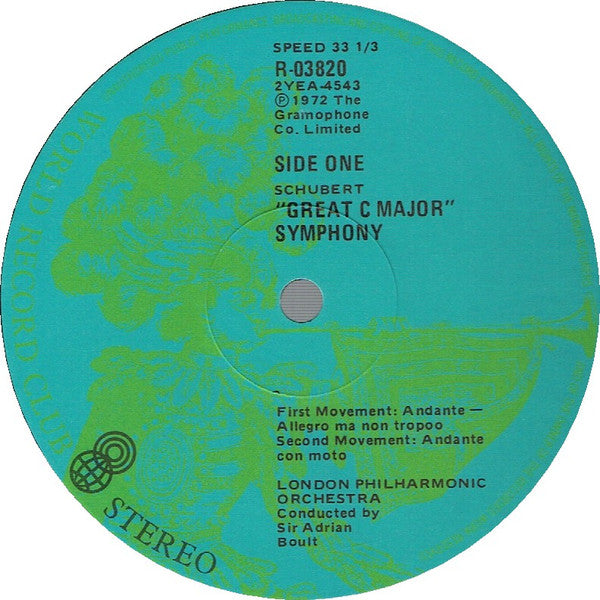 Franz Schubert - Sir Adrian Boult Conducts The London Philharmonic Orchestra : The Great C Major Symphony (No. 9) (LP, Album, Club, RE)