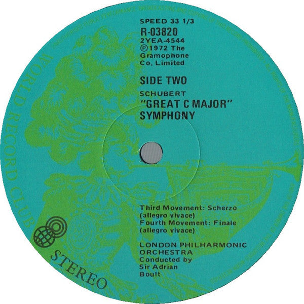 Franz Schubert - Sir Adrian Boult Conducts The London Philharmonic Orchestra : The Great C Major Symphony (No. 9) (LP, Album, Club, RE)