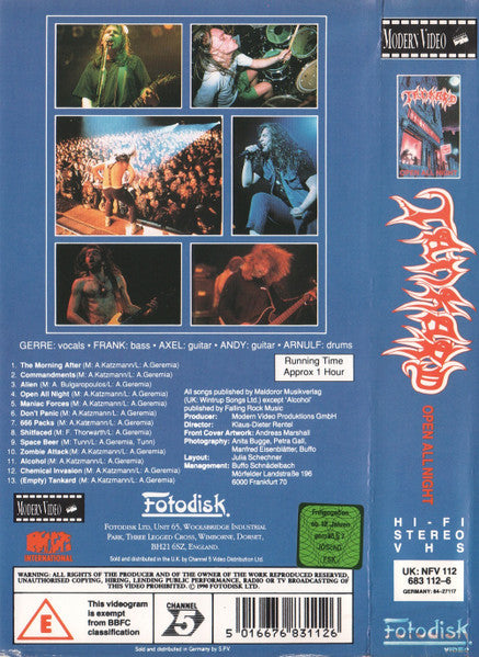 Tankard : Open All Night (VHS, PAL)