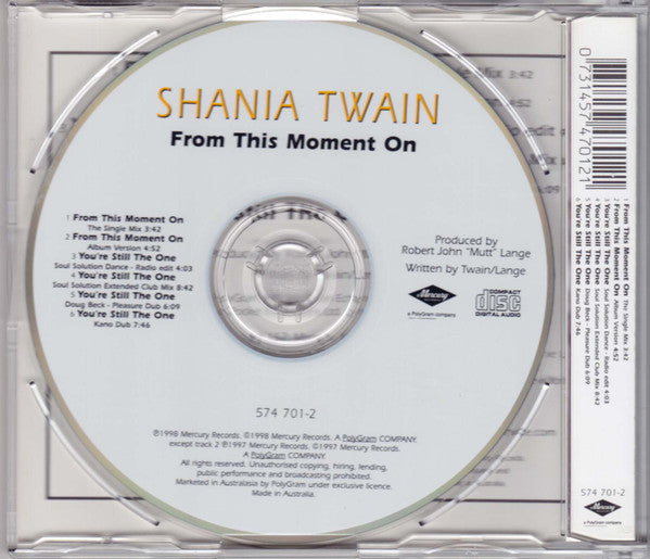 Shania Twain : From This Moment On (CD, Maxi)