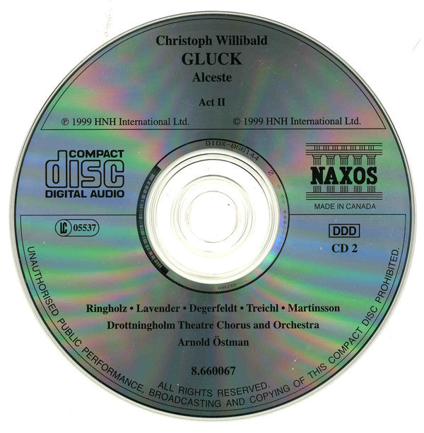 Christoph Willibald Gluck - Teresa Ringholz, Justin Lavender, Jonas Degerfeldt, Miriam Treichl, Lars Martinsson (3), Drottningholm Theatre Chorus And Drottningholm Theatre Orchestra, Arnold Östman : Alceste (3xCD, Album)