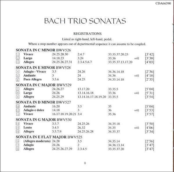 Johann Sebastian Bach, Christopher Herrick : Trio Sonatas - Organ Of St Niklaus, Bremgarten, Switzerland (CD)