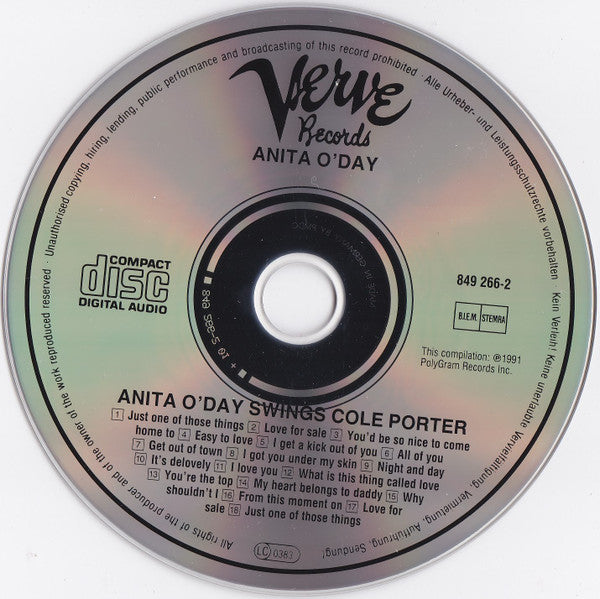 Anita O'Day With Billy May : Anita O'Day Swings Cole Porter (CD, Album, RE, RM)