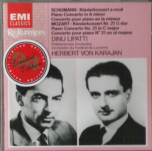 Schumann*, Mozart* - Dinu Lipatti, Herbert von Karajan, Philharmonia Orchestra, Orchestre Du Festival De Lucerne* : Klavierkonzert A-moll / Klavierkonzert N° 21 C-dur (CD, Comp, Mono, RM)