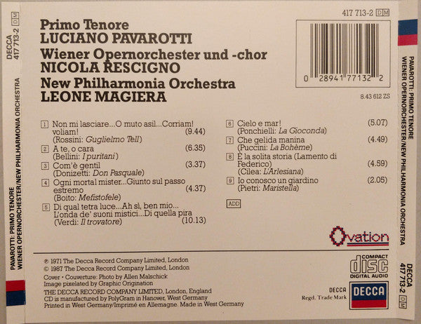 Luciano Pavarotti : Primo Tenore (CD, RM)