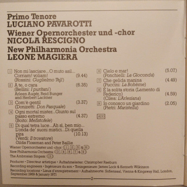 Luciano Pavarotti : Primo Tenore (CD, RM)