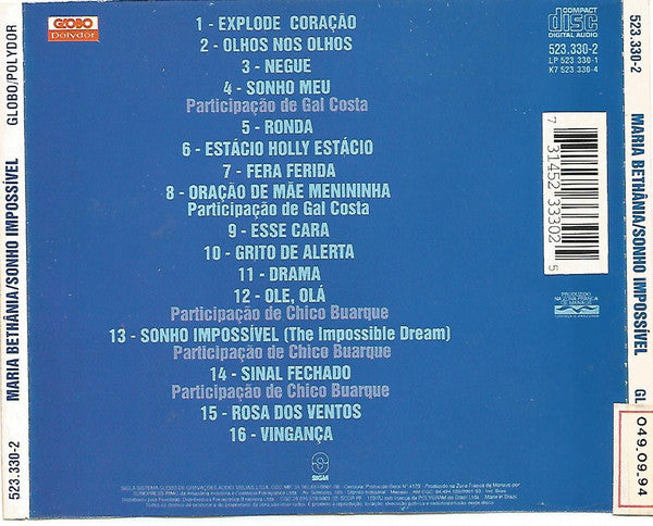 Maria Bethânia : Sonho Impossivel (CD, Comp)