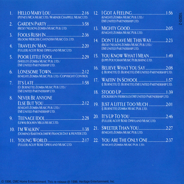 Rick Nelson* : Greatest Hits (CD, Comp, RM)