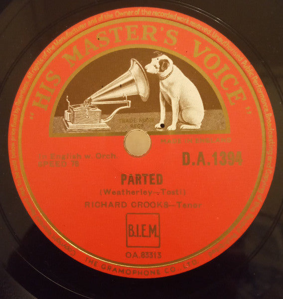 Richard Crooks (2) : Parted / I Love Thee (Shellac, 10")