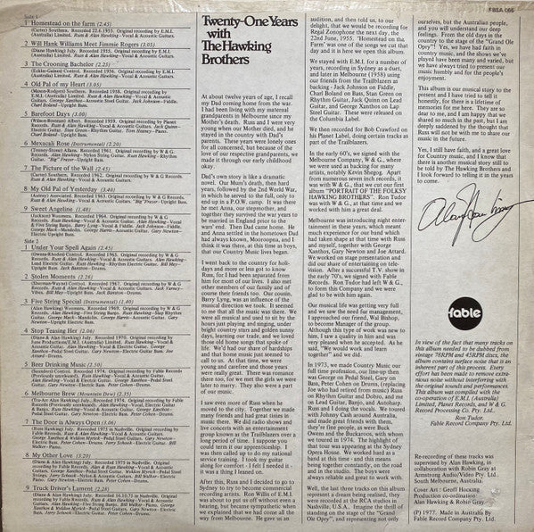 The Hawking Brothers : Twenty-One Years With The Hawking Brothers (LP, Album)