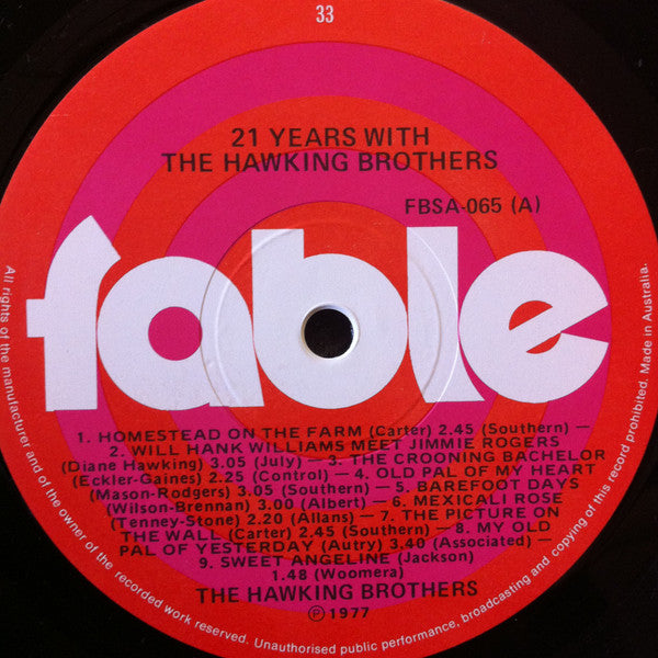 The Hawking Brothers : Twenty-One Years With The Hawking Brothers (LP, Album)