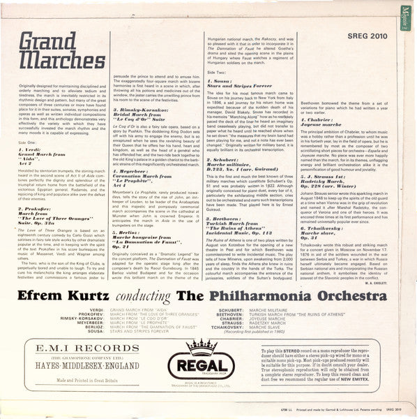 Efrem Kurtz, Philharmonia Orchestra : Grand Marches (LP, RE)
