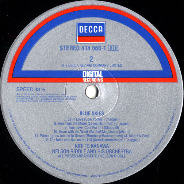Kiri* - Nelson Riddle And His Orchestra : Blue Skies (LP, Album)