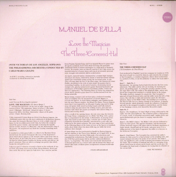 Manuel De Falla : Love The Magician / The Three-Cornered Hat (LP, Comp, Club)