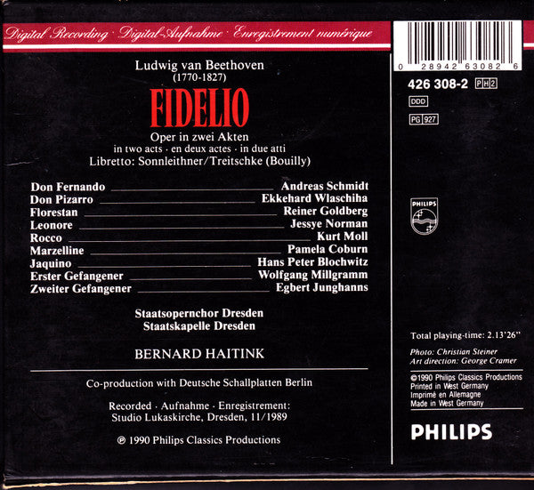 Beethoven* - Jessye Norman · Reiner Goldberg · Kurt Moll · Pamela Coburn · Hans Peter Blochwitz · Ekkehard Wlaschiha · Andreas Schmidt (2) · Staatsopernchor Dresden*, Staatskapelle Dresden, Bernard Haitink : Fidelio (2xCD, Album + Box, Sli)