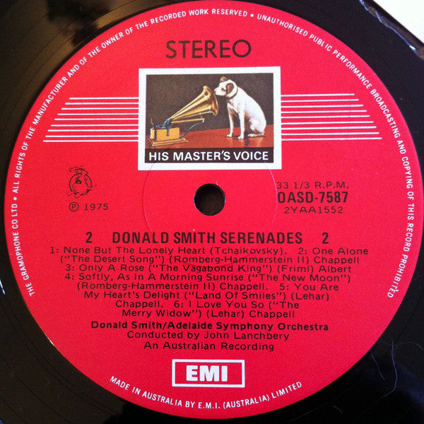 Donald Smith (10), Adelaide Symphony Orchestra Conducted By John Lanchbery , Leader Ritchie Hanna : Serenades (LP, Album)